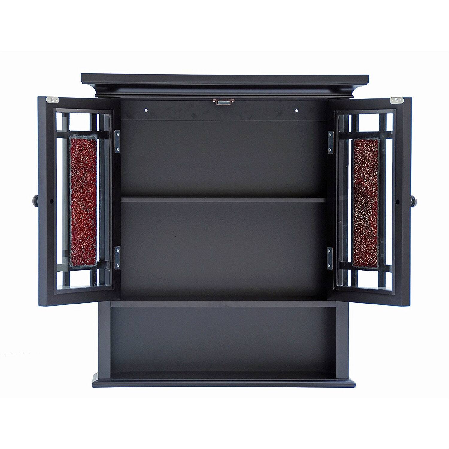 Back. Hivvago - Espresso Bathroom Wall Cabinet with Amber Mosaic Glass Accents - Espresso.