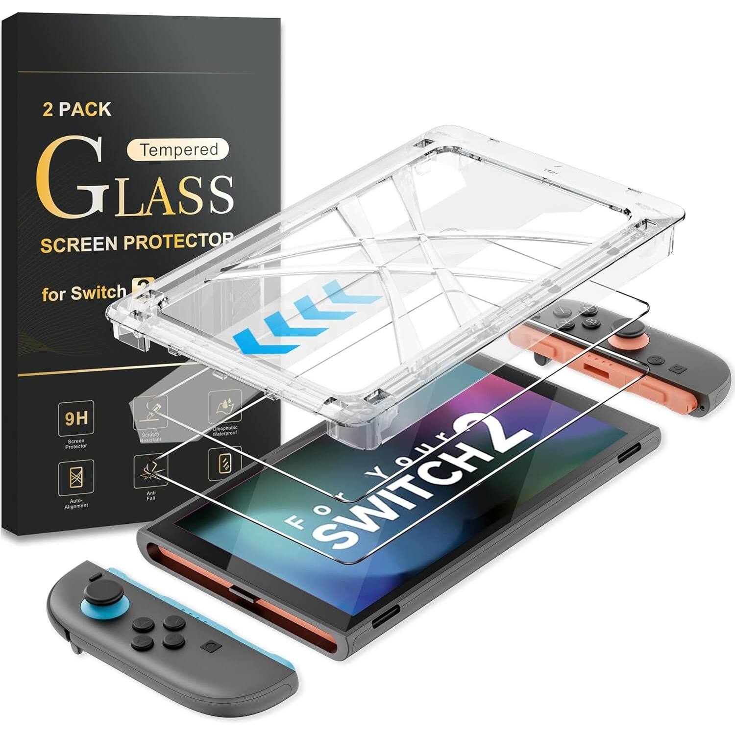 PARKER SLATER - 2 Pack Screen Protector for Nintendo Switch 2 2025, 9H Tempered Glass, HD Clear, Anti-Scratch, Anti-Fingerprint