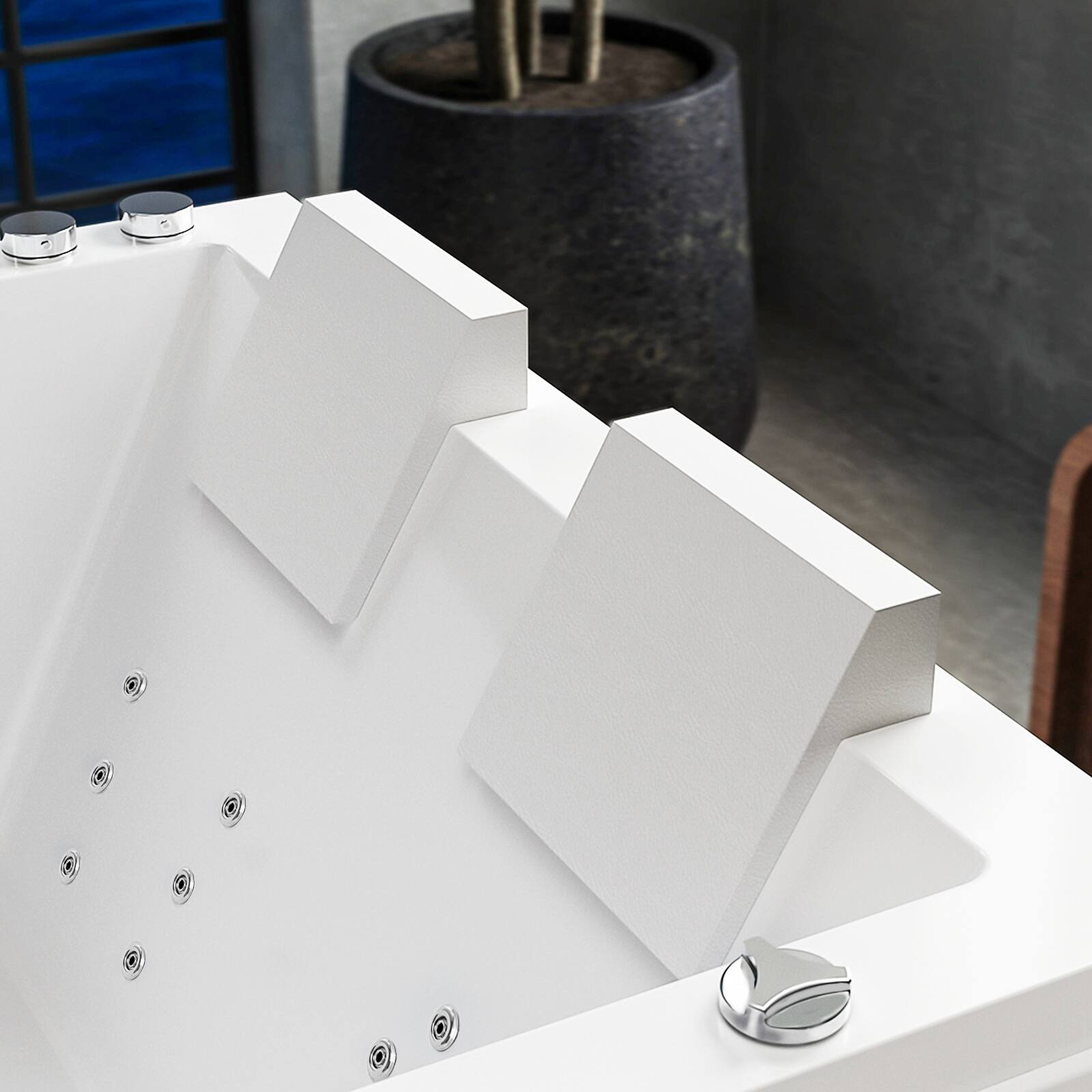 Alt View 2. Empava - 71 in. x 47 in. Freestanding Whirlpool and Air Combination Bathtub SPA Tub with Center Drain - Ozone Filtration in White - White.