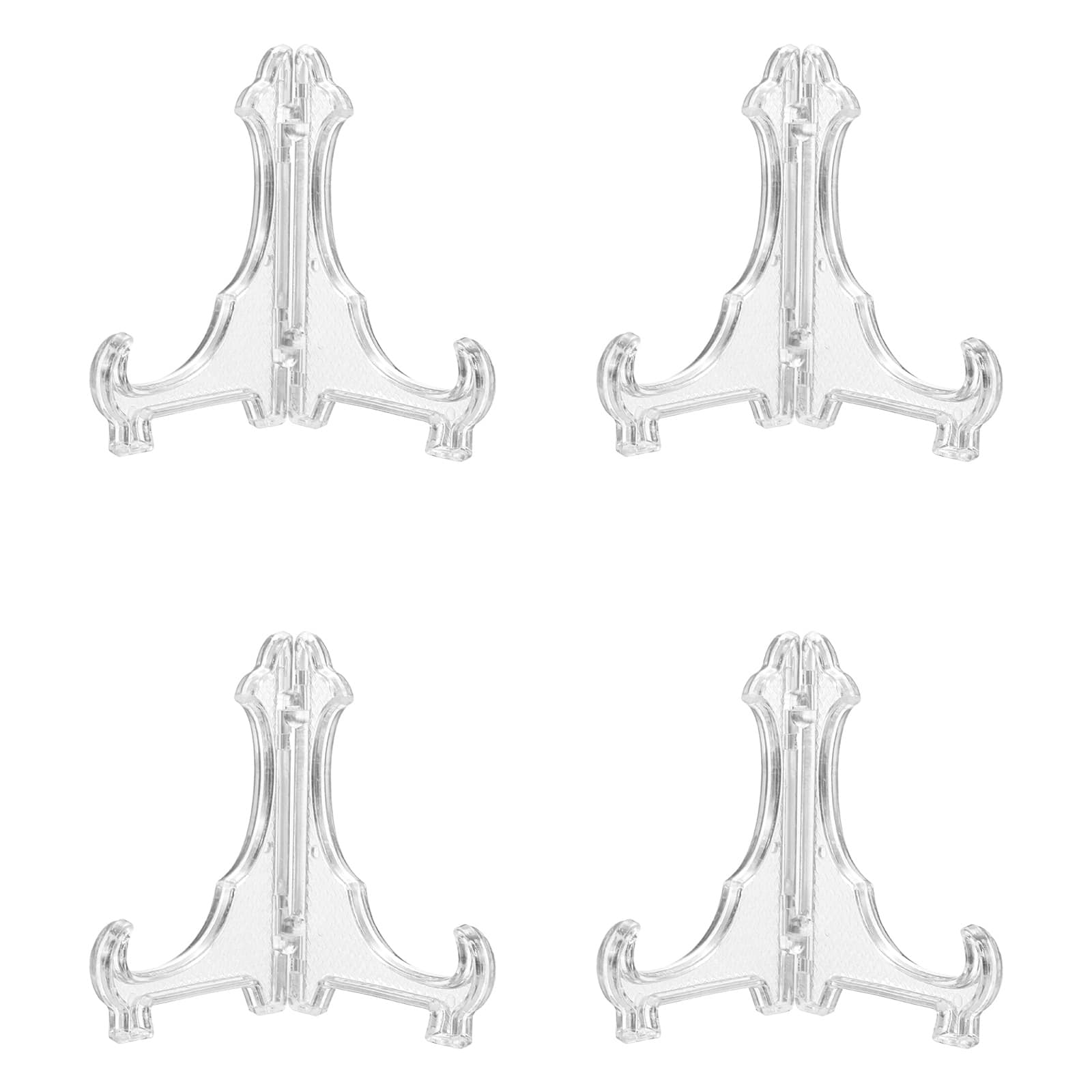 Unique Bargains - 4pcs Acrylic Easels Plate Stands 2.24 Inch Folding Display Stands Holder for Frames Pictures Magazines - Clear