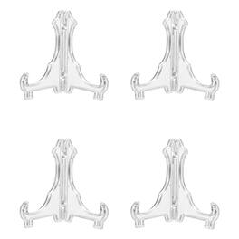 Unique Bargains - 4pcs Acrylic Easels Plate Stands 2.24 Inch Folding Display Stands Holder for Frames Pictures Magazines - Clear