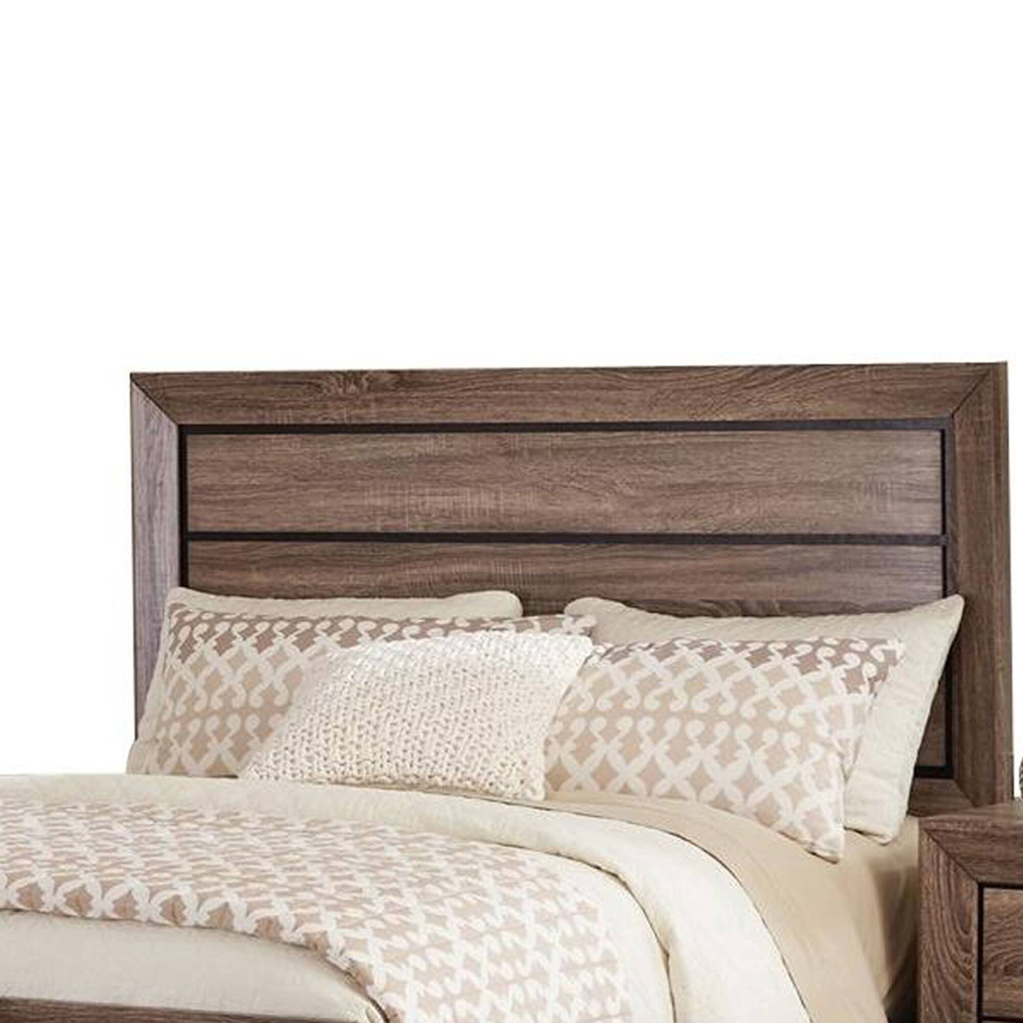 Alt View 1. Manhattan Lane - Transitional Style Eastern King Bed with Plank Headboard - Brown.