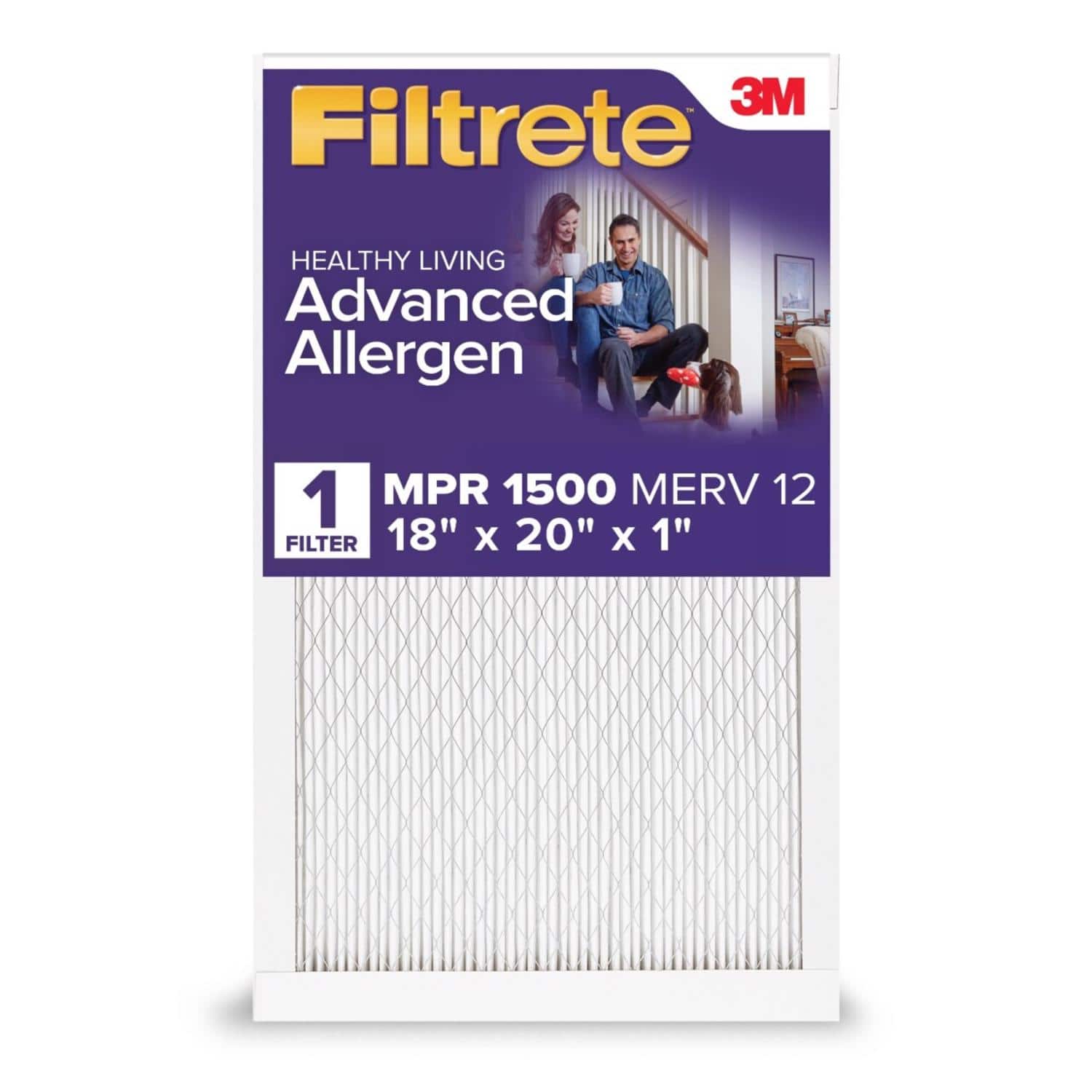 Filtrete - Advanced Allergen 18 in. W X 20 in. H X 1 in. D Polypropylene 1500 MPR Pleated Air Filter 1