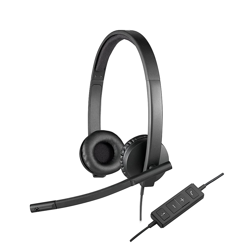 Logitech - H570e Stereo Wired Over-the-Ear Headset - Black - Front_Zoom