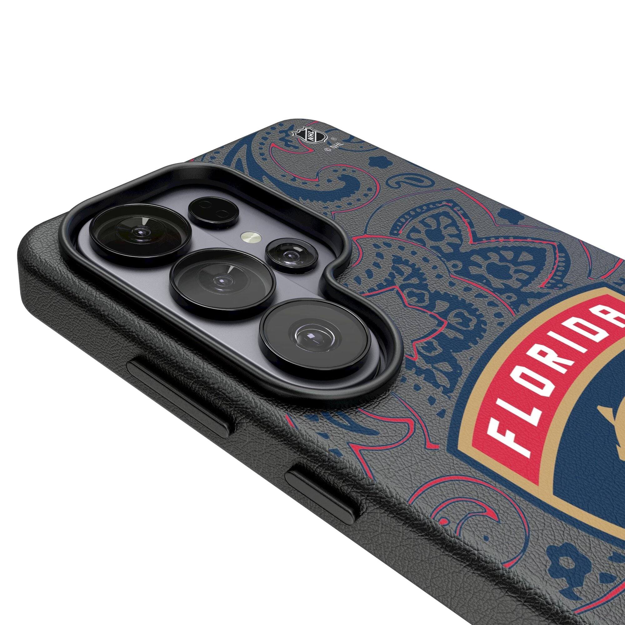 Alt View 2. Keyscaper - Florida Panthers Paisley Galaxy Magnetic Bump Case - S25 Ultra - Black.