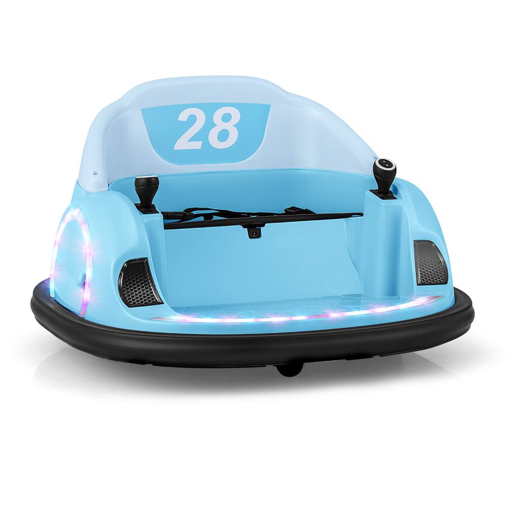Back. SlickBlue - 360° Spinning 12V Toddler Ride-On Bumper Car with Remote Control - Light Blue.