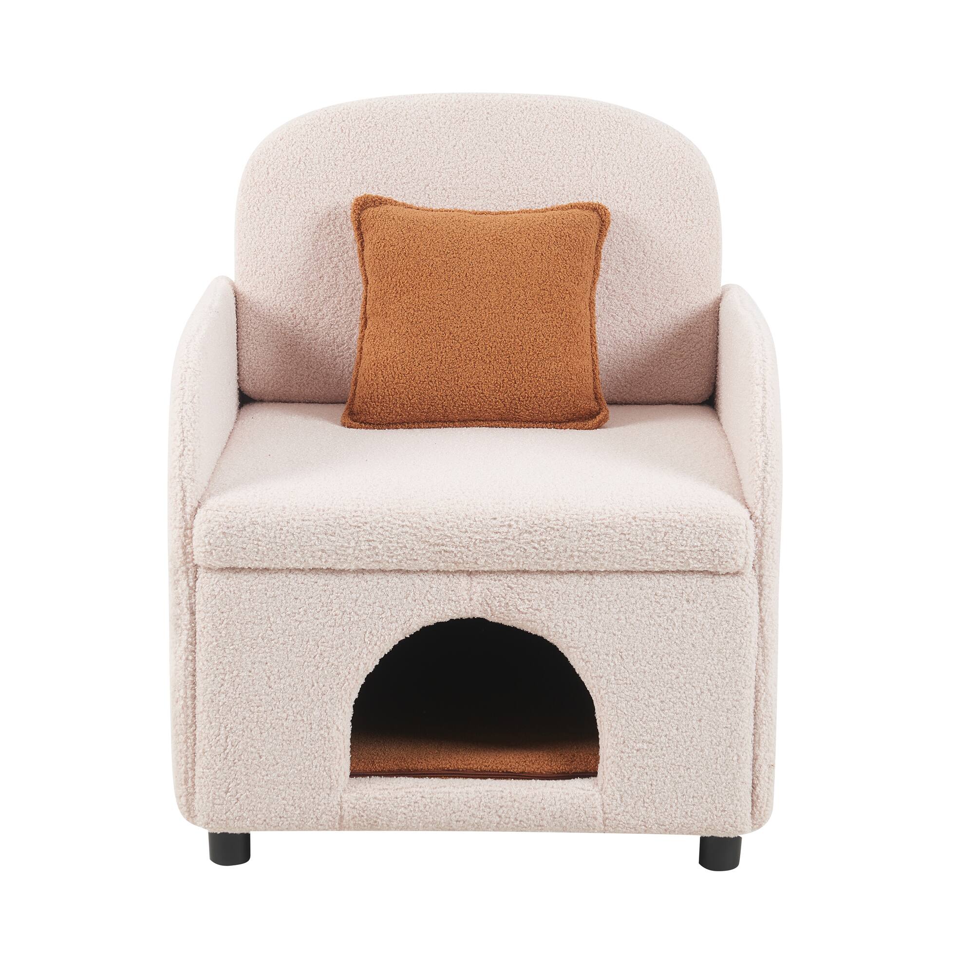 Alt View 6. Bestier - 2 in 1 Pet Friendly Fluffy Sherpa Upholstered Leisure Armchair with Lumbar Pillow for Living Room - White.