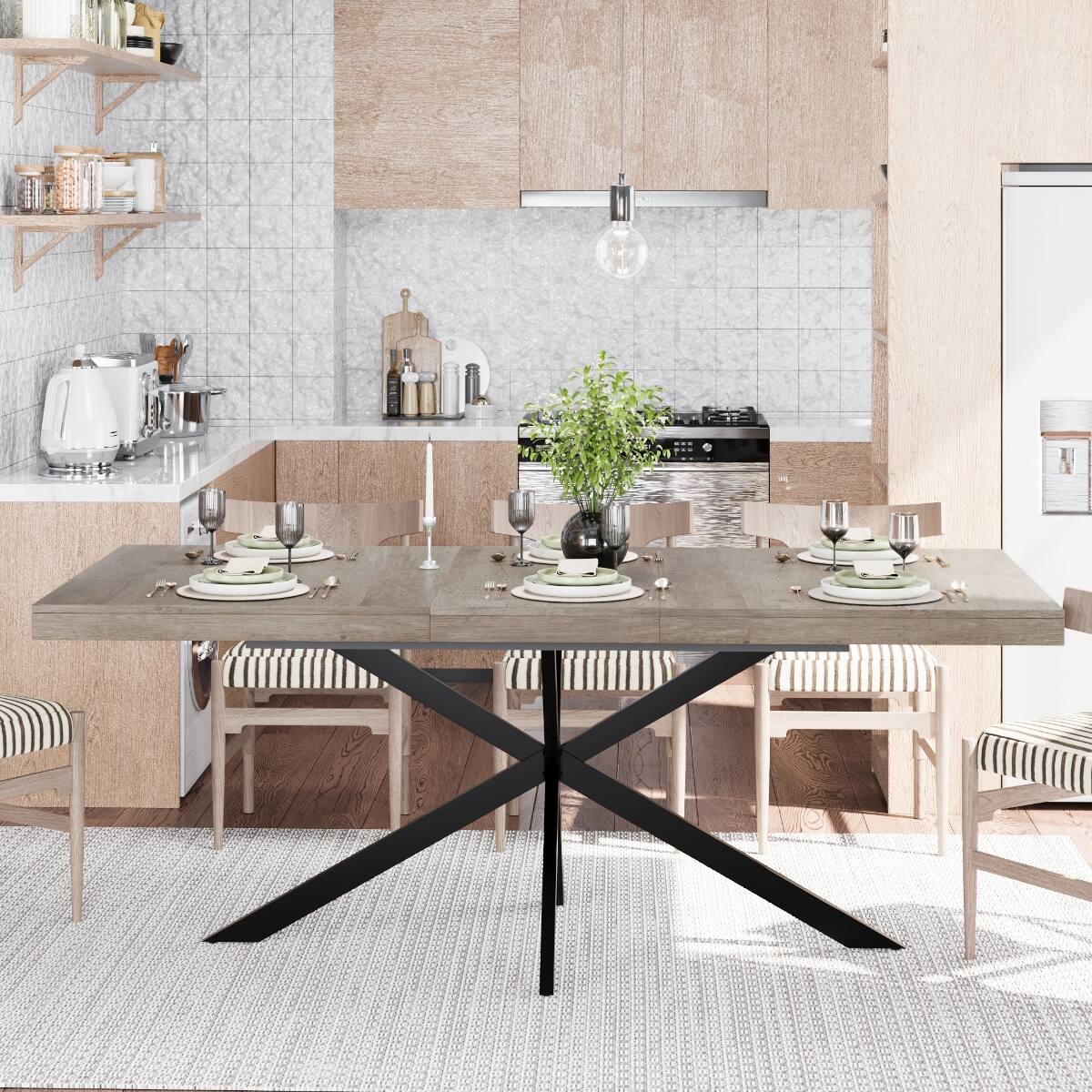 Front. Loheer - Loheer Gray Extendable Rectangular Dining Table With Storage Box - Gray.