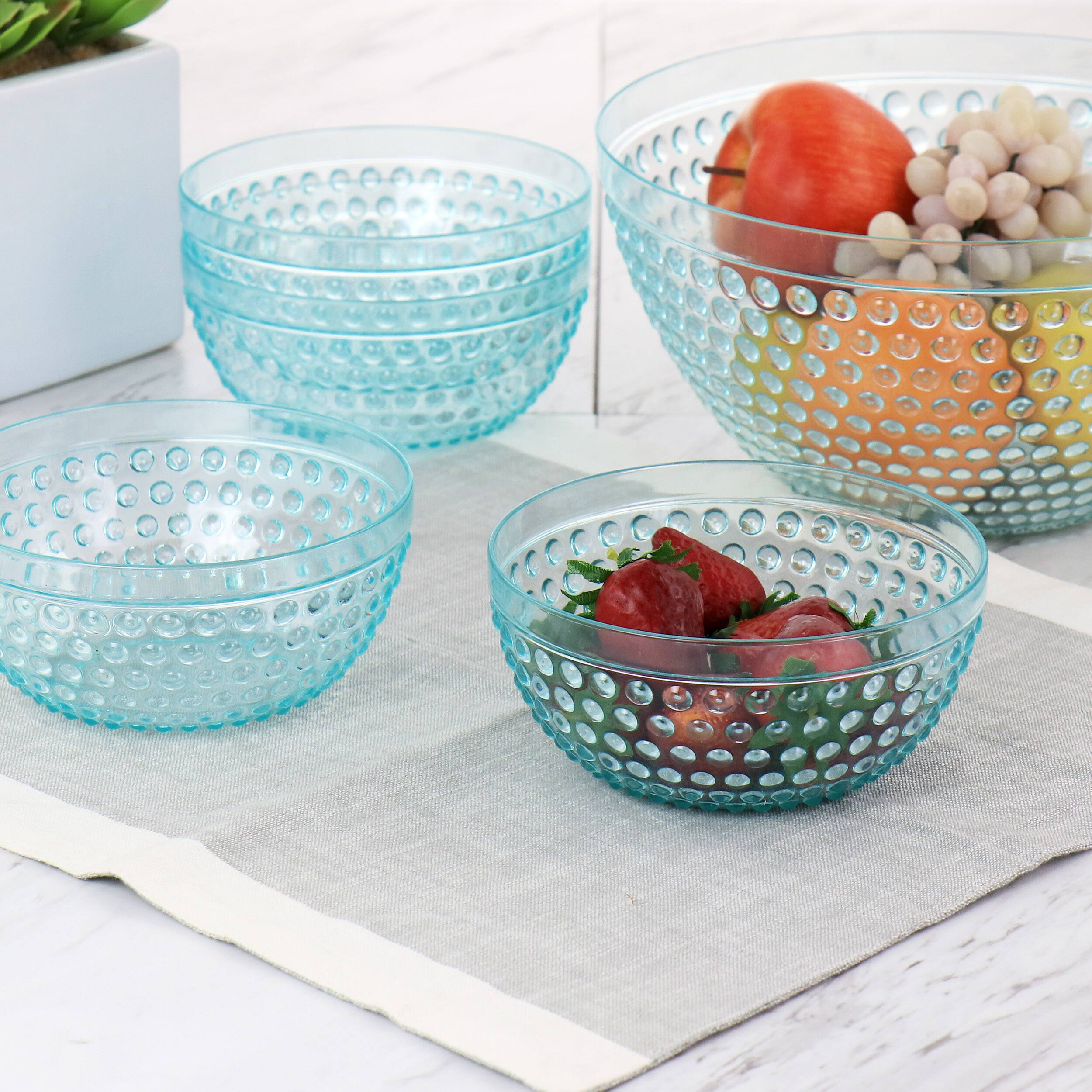 Alt View 7. Gibson - Gibson Home Plastic Bowl Set with Serving Bowl in Light Blue - Blue.