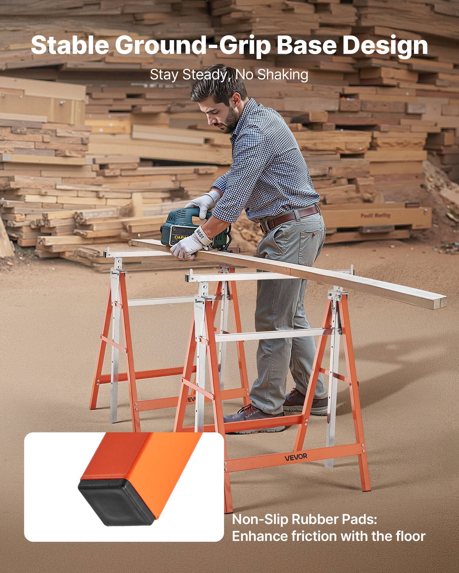 Stable Ground-Grip Base Design  
Stay Steady, No Shaking  

Non-Slip Rubber Pads:  
Enhance friction with the floor