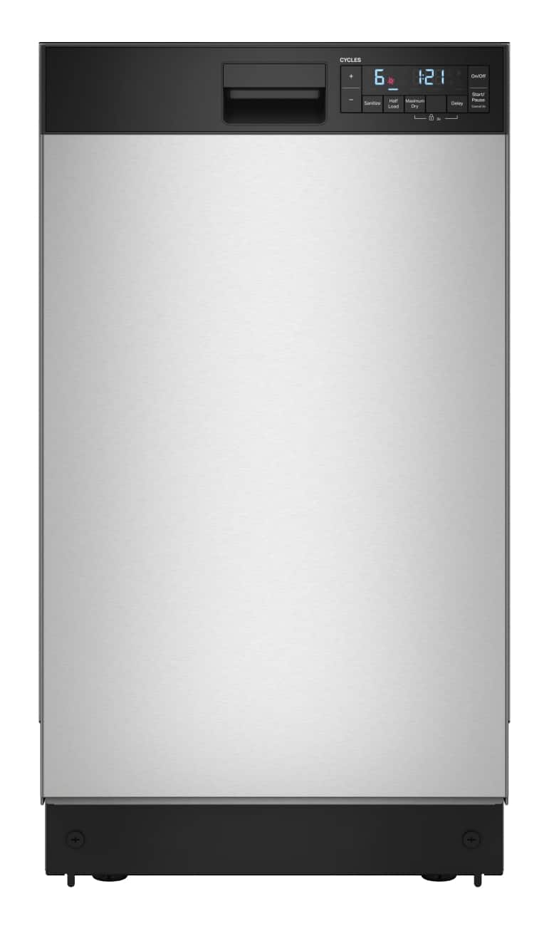Whirlpool - 18 inch Stainless Steel Dishwasher with Half Load Cycle and Triple Spray Arms - 48 dBA - Stainless Steel