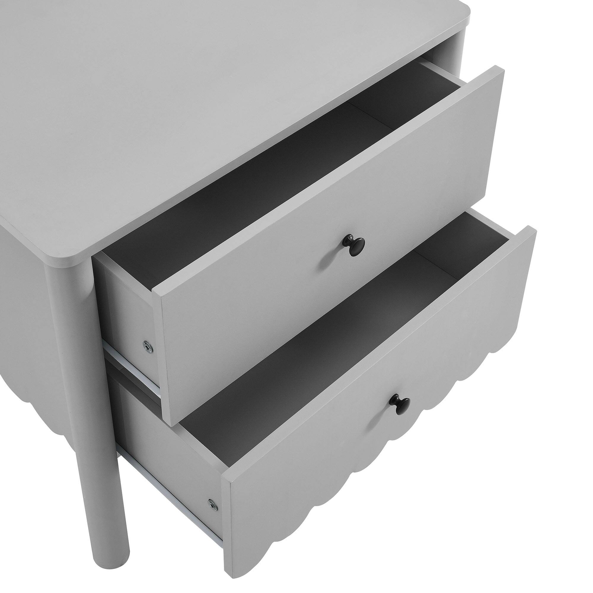 Alt View 5. Modway - Emmeline Scalloped 2-Drawer Nightstand by Modway - Light Gray.