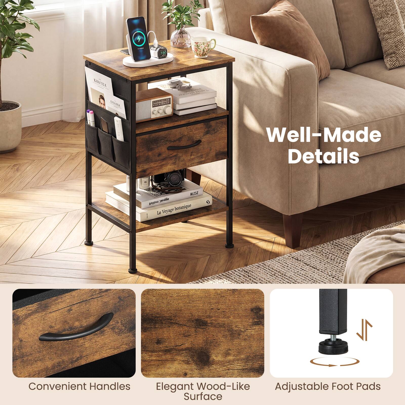 750 EAMSER S L  
Well-Made Details  
ML3  
- Voyage botanique  
1L  
Convenient Handles  
Elegant Wood-Like Surface  
Adjustable Foot Pads