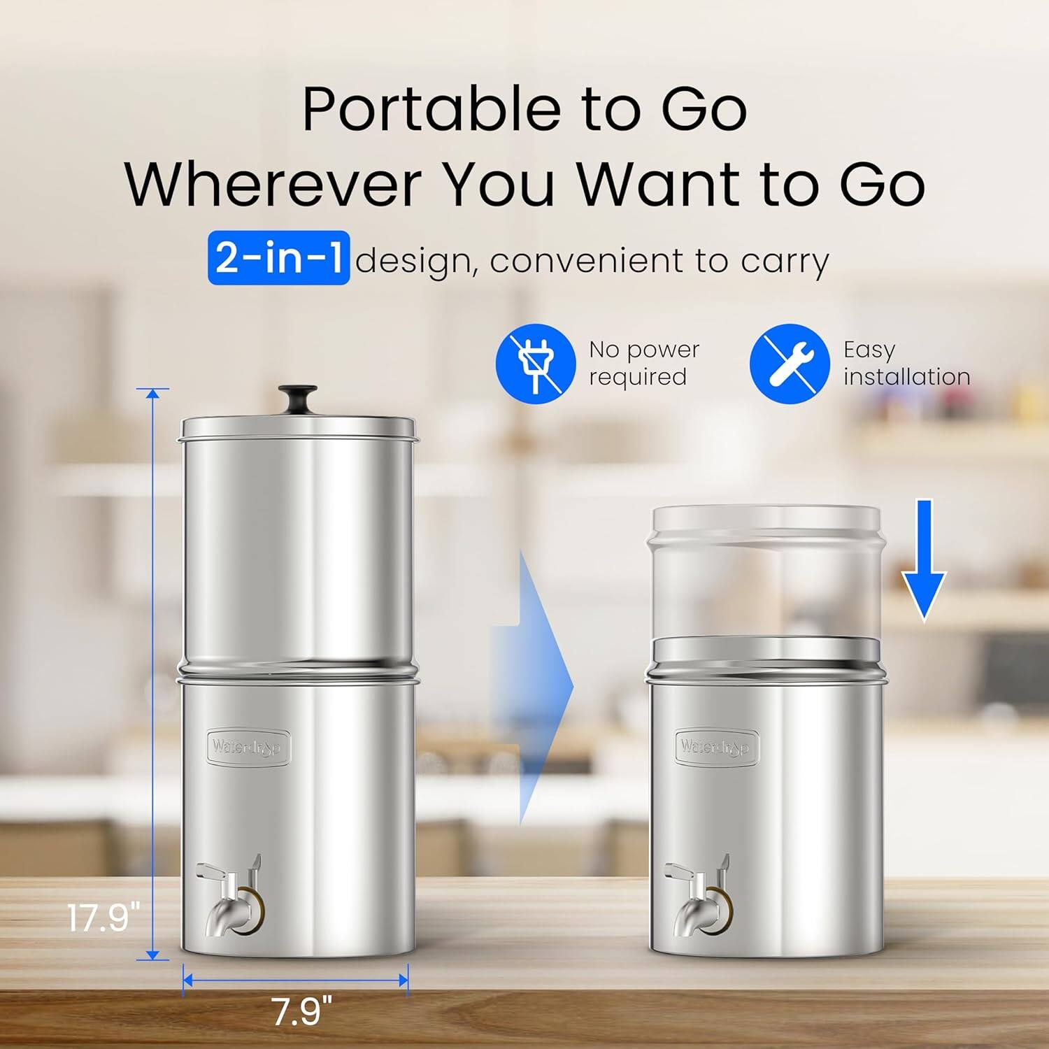 Portable to Go Wherever You Want to Go

2-in-1 design, convenient to carry

No power required

Easy installation

17.9" x 7.9"