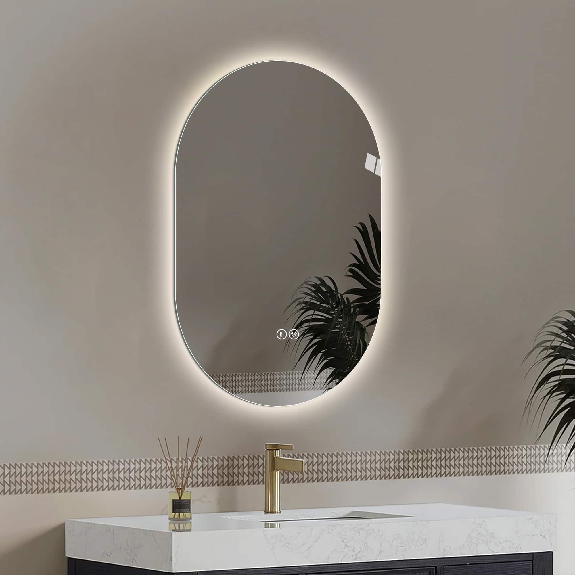 Boyel Living - 48 by 30 Inch Smart Wall Mounted LED Touch Screen Anti Fog Mirror for Bathroom or Barber Shop