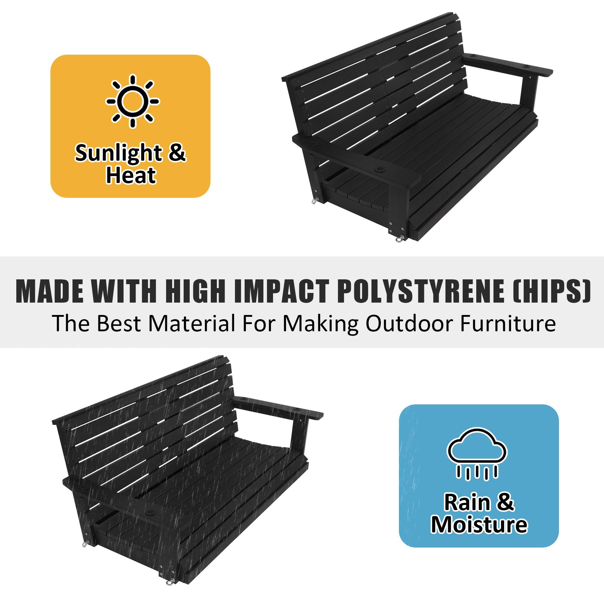 Sunlight & Heat

MADE WITH HIGH IMPACT POLYSTYRENE (HIPS)
The Best Material For Making Outdoor Furniture

Rain & Moisture