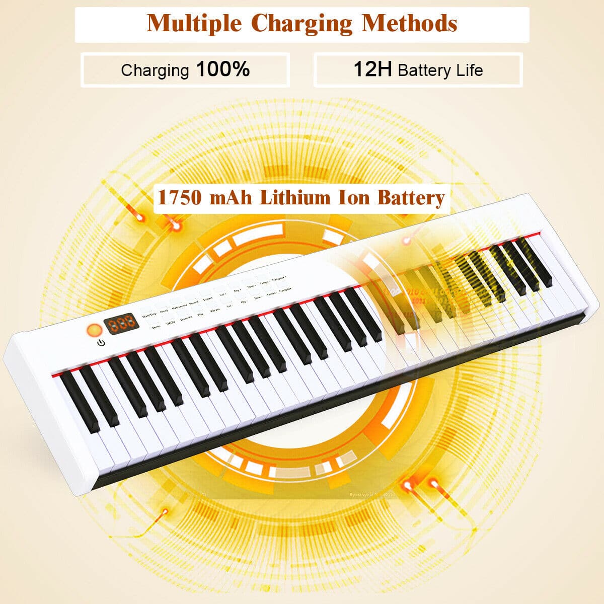 Multiple Charging Methods: Charging 100% in 12 hours with a 1750 mAh Lithium Ion Battery.