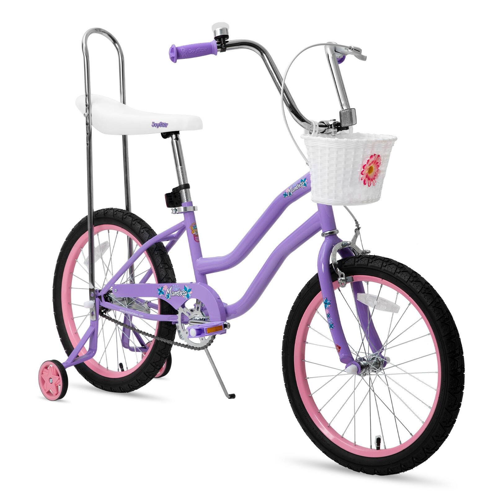 JOYSTAR - Manteca 20 Inch Kids Bike with Training Wheels, Banana Seat Bike for Girls Ages 7 and Up, Kids' Bicycle - Purple