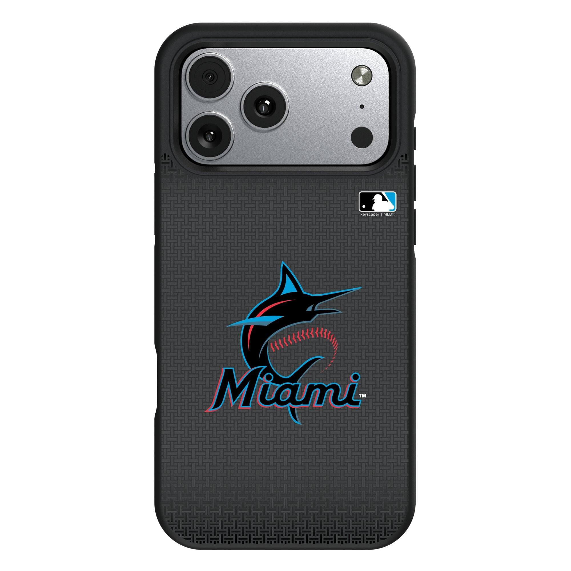 Keyscaper - MLB - Miami Marlins Bump Case with 8.2ft Drop Protection - 15 - Black