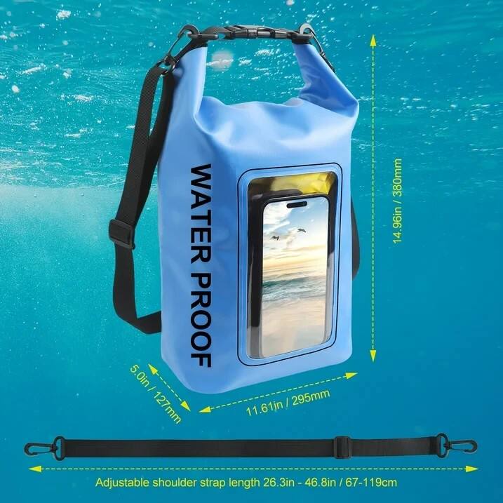 WATER PROOF  
5.0in / 127mm  
11.61in / 295mm  
14.96in / 380mm  
Adjustable shoulder strap length: 26.3in - 46.8in / 67-119cm