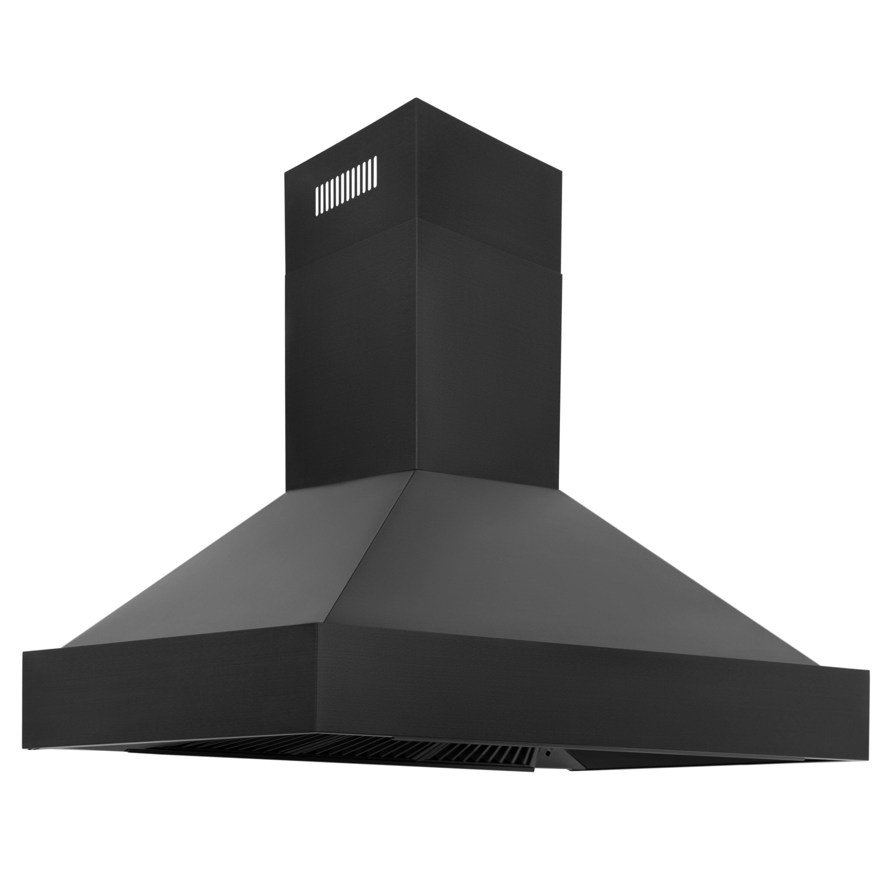 Left. ZLINE - ZLINE 48 in. Ducted Vent Black Stainless Steel Wall Mount Range Hood (BS655N-48) - Black Stainless Steel.