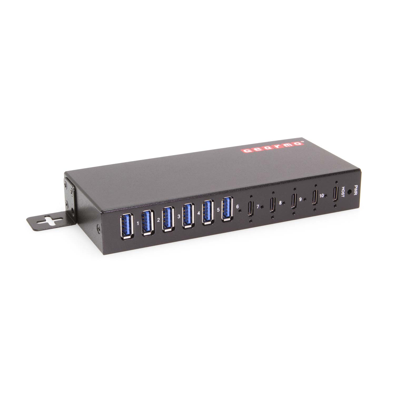 Gearmo - 10-Port USB 3.2 Gen 2 Hub - 6 Type-A Ports, 4 Type-C Ports, & ESD Protection - Black