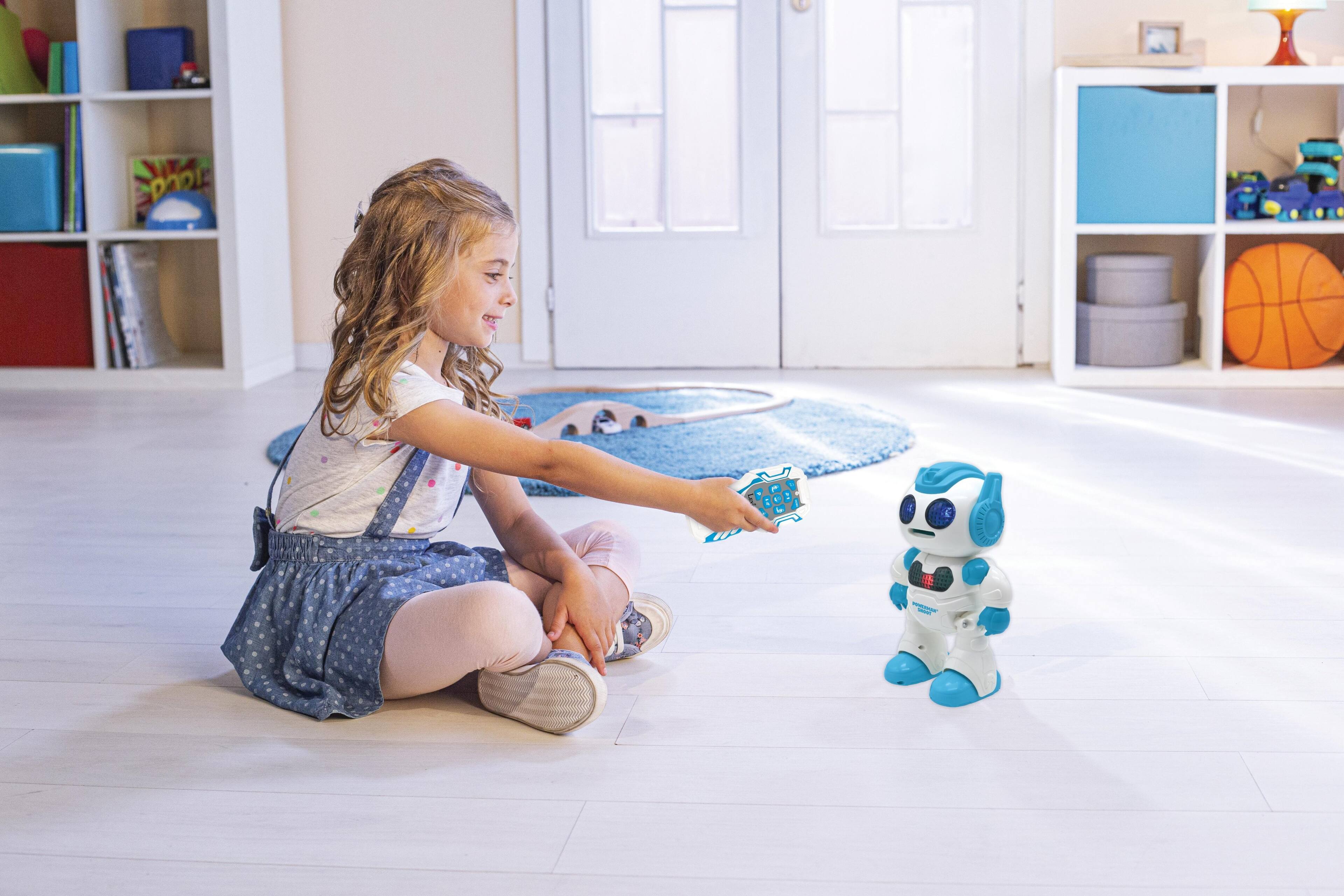 Alt View 3. Lexibook - Powerman Shoot STEM Robot. Dance. Music. Demo with Remote Control & Foam Discs.
