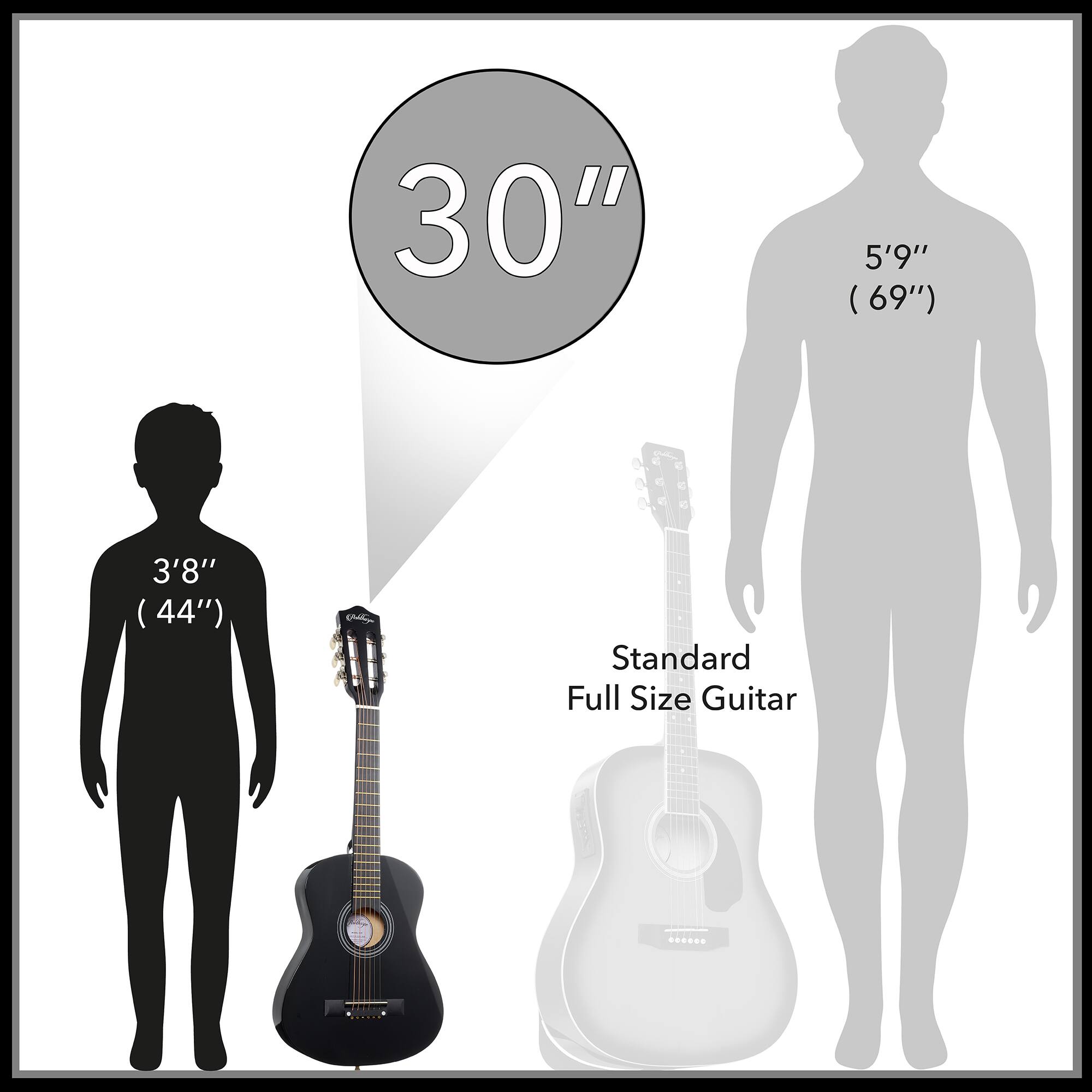 30"  
5'9" (69")  
3'8" (44")  
Standard Full Size Guitar