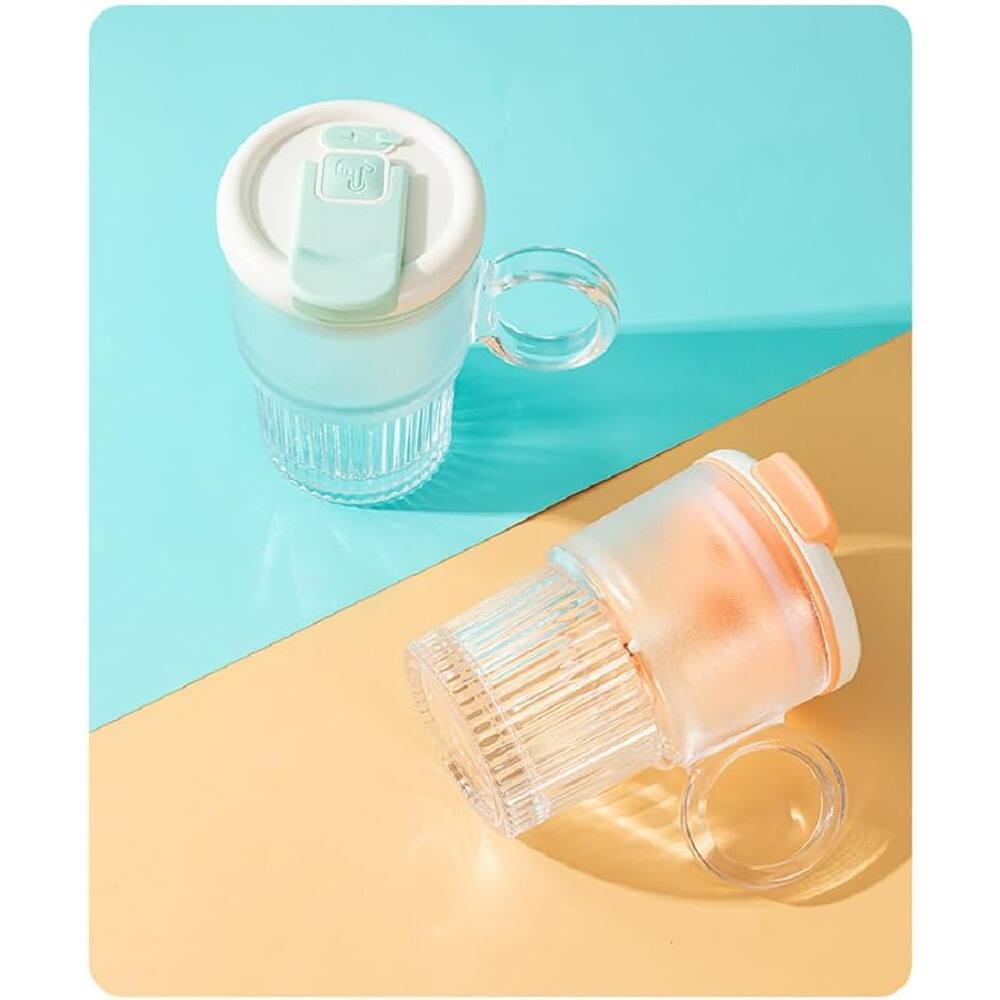 Back. Schertz - Electric Self-Stirring Glass Travel Mug w/ Straw, High-Speed Mixer (Cyan) - Cyan.