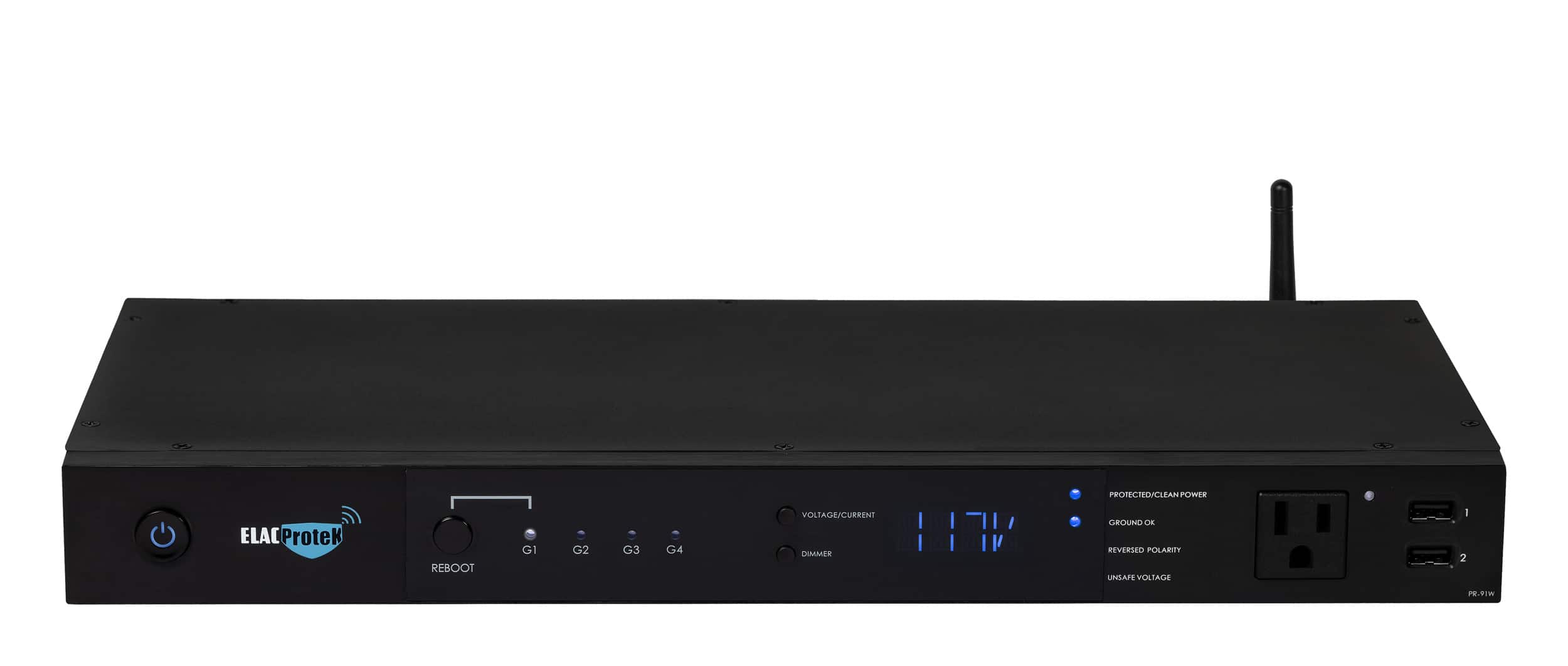 ELAC ProteK - 10 Outlet/2 USB Component 6480 Joules Surge Protector/Power Conditioner - Black - Front_Zoom