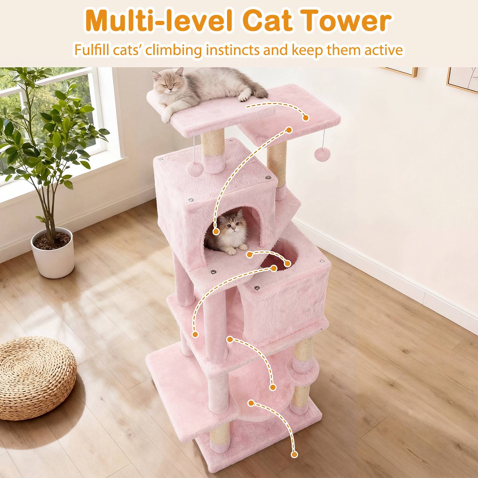Multi-level Cat Tower  
Fulfill cats' climbing instincts and keep them active