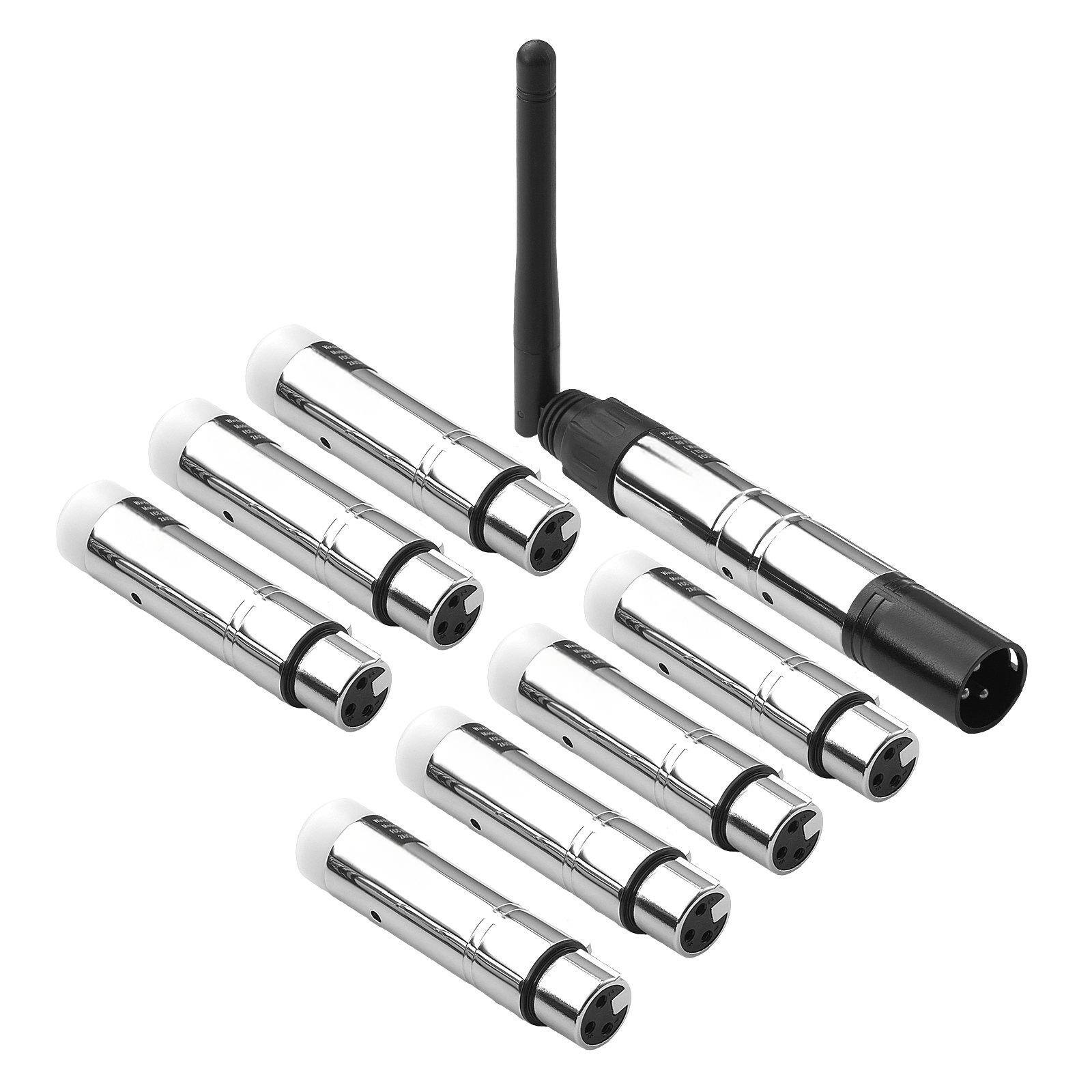 Alt View 10. Glintex - DMX Wireless Receiver 7 Receivers 1 Transmitter 2.4G ISM Band 656ft Range Stage Lighting Control for LED DJ Party Bar.