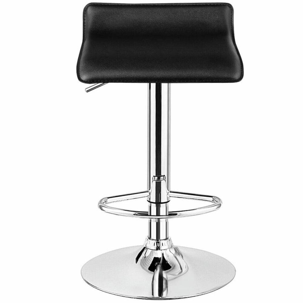 Alt View 4. Kadyn - 2-Pc Set Adjustable PU Leather Backless Bar Stools-Black, for Kitchen Island - Black.