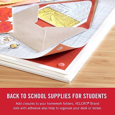 BACK TO SCHOOL SUPPLIES FOR STUDENTS

Add closures to your homework folders. VELCRO® Brand dots with adhesive also help to organize your desk or locker.