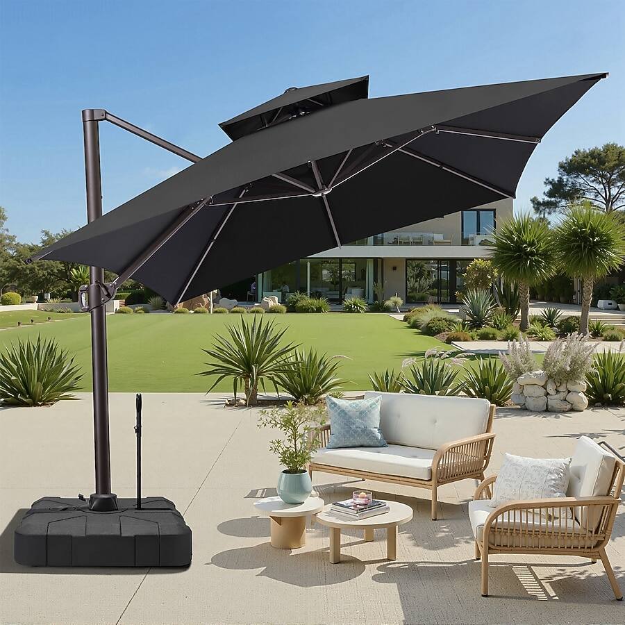Back. Crestlive Products - Crestlive Products 13ft Aluminum Black Slide-tilt Cantilever Patio Umbrella Base - Black.