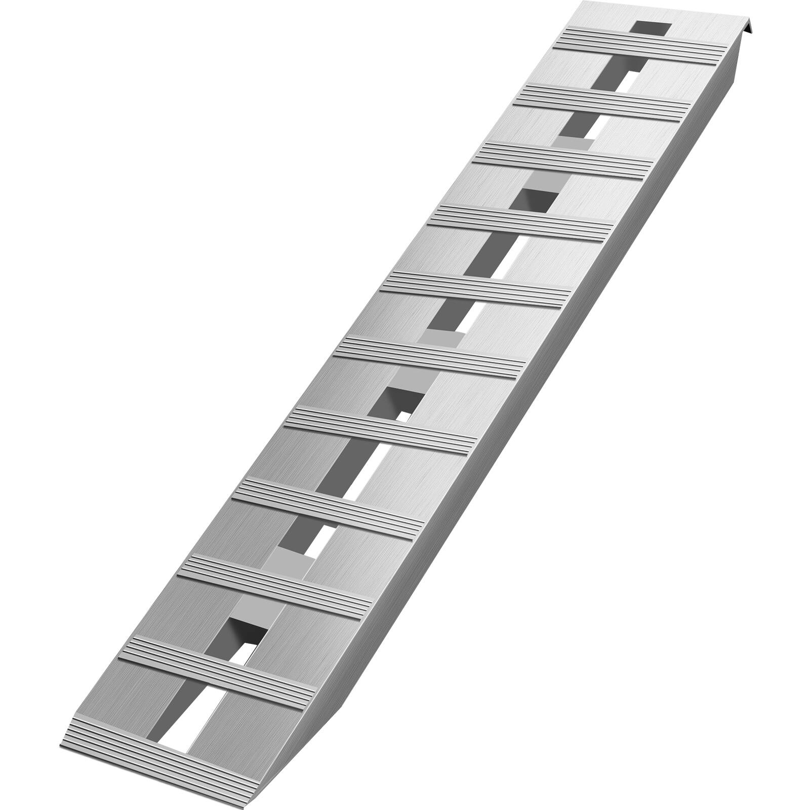 Alt View 5. VEVOR - 60'' X 12'' Aluminum Trailer Ramps 6000LBS Total Beavertail Hook End 1 Pair 2 Ramps - Silver.