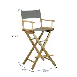 FurniFact - Gray Director's Chair - Natural Frame/Gray Canvas
