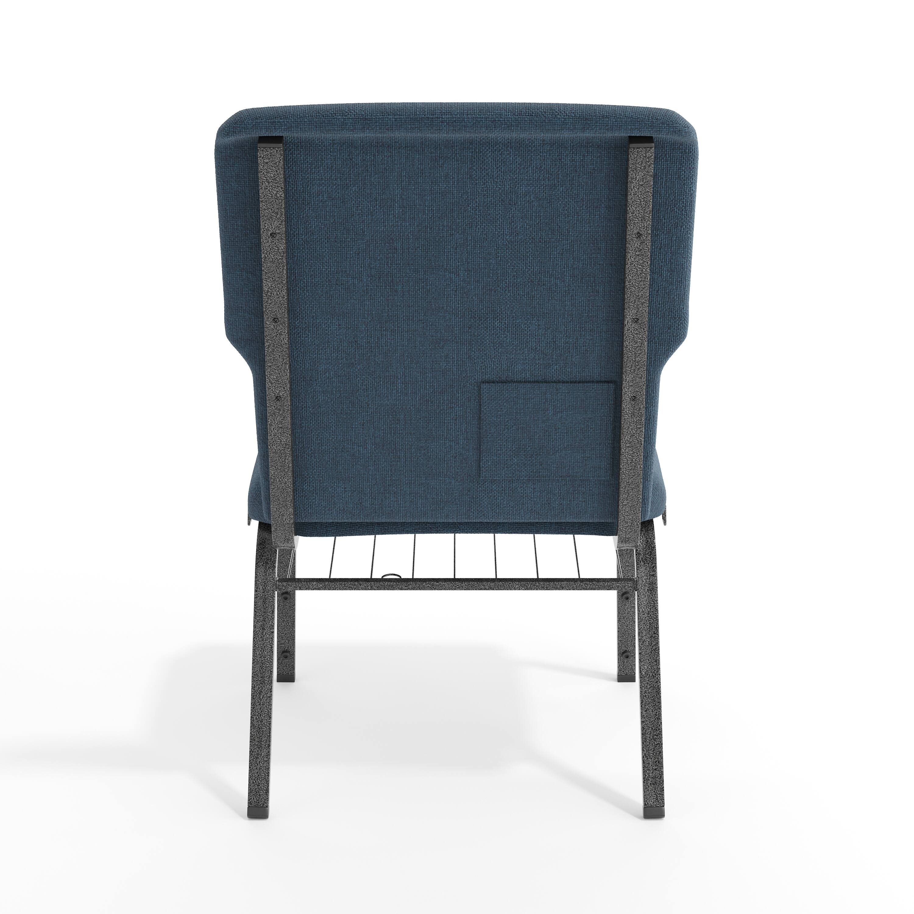 Alt View 7. Emma + Oliver - Discount Church Chair - 21 in. Wide - Navy Fabric/Silver Vein Frame.