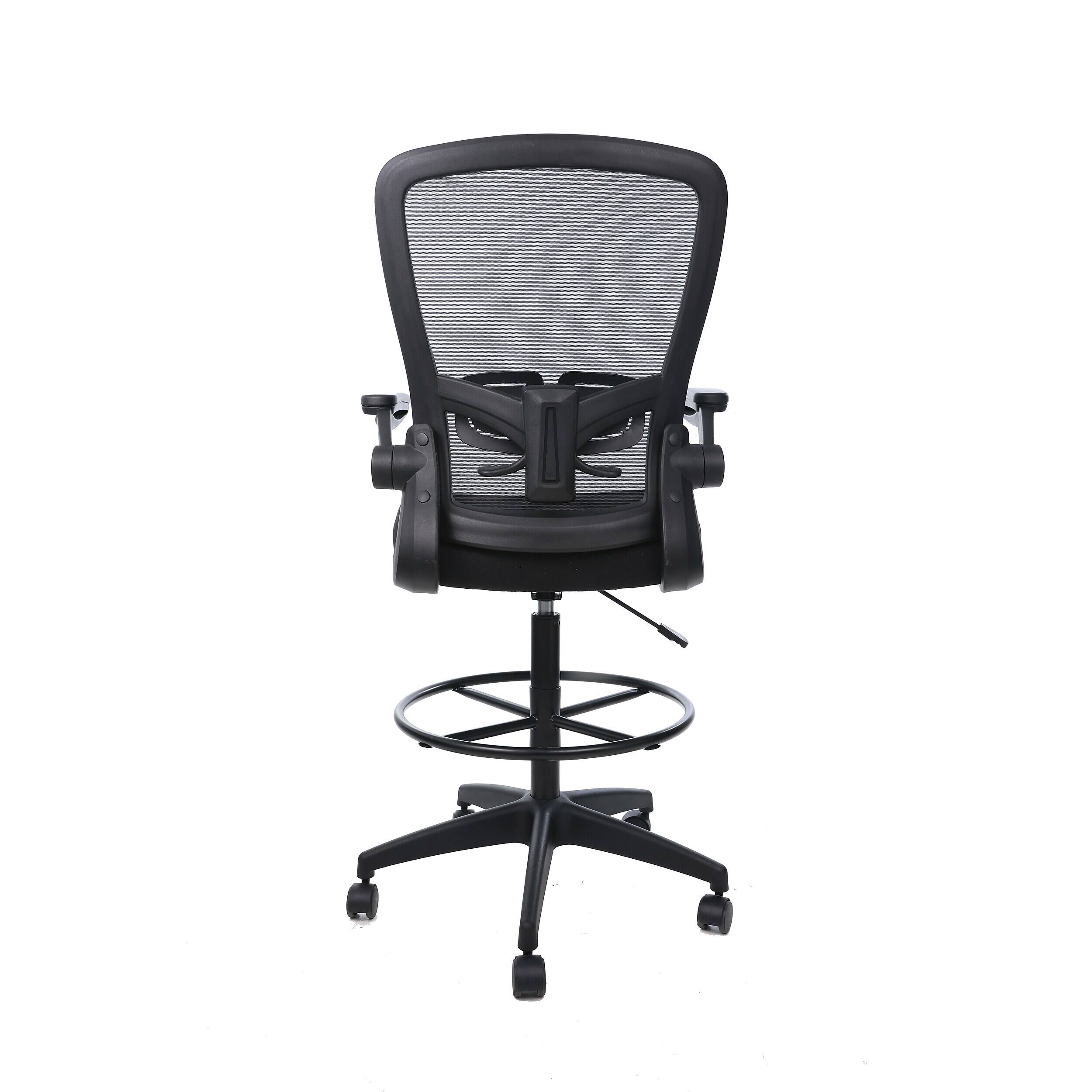 Alt View 2. Boss Office Products - Flip Arm Mesh/Fabric Chair with Footrest and Lumbar Support, Black (B16366BK-BK) - Black.