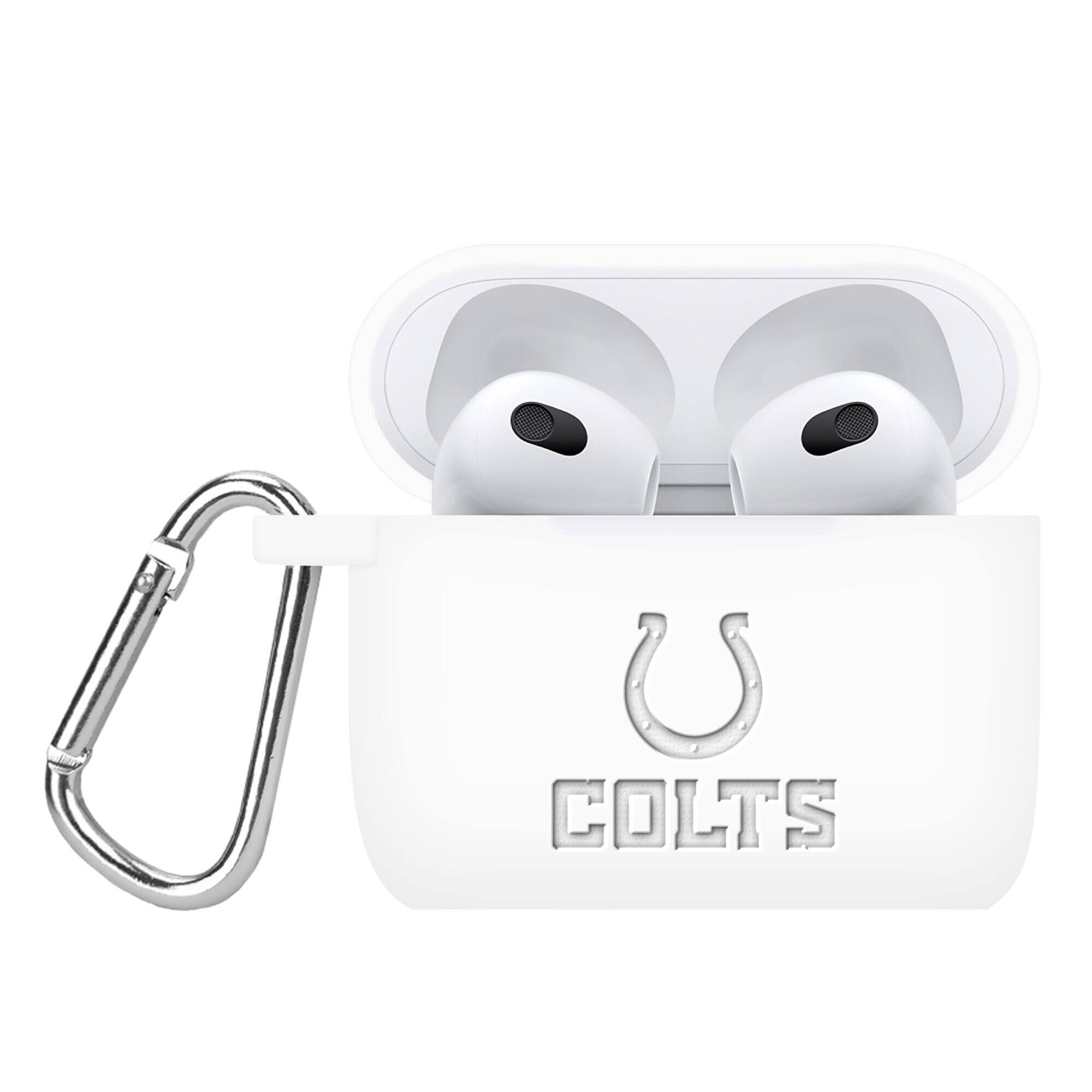 Front. Artinian - Indianapolis Colts Debossed Silicone AirPods Gen Three Case Cover - Multicolor.