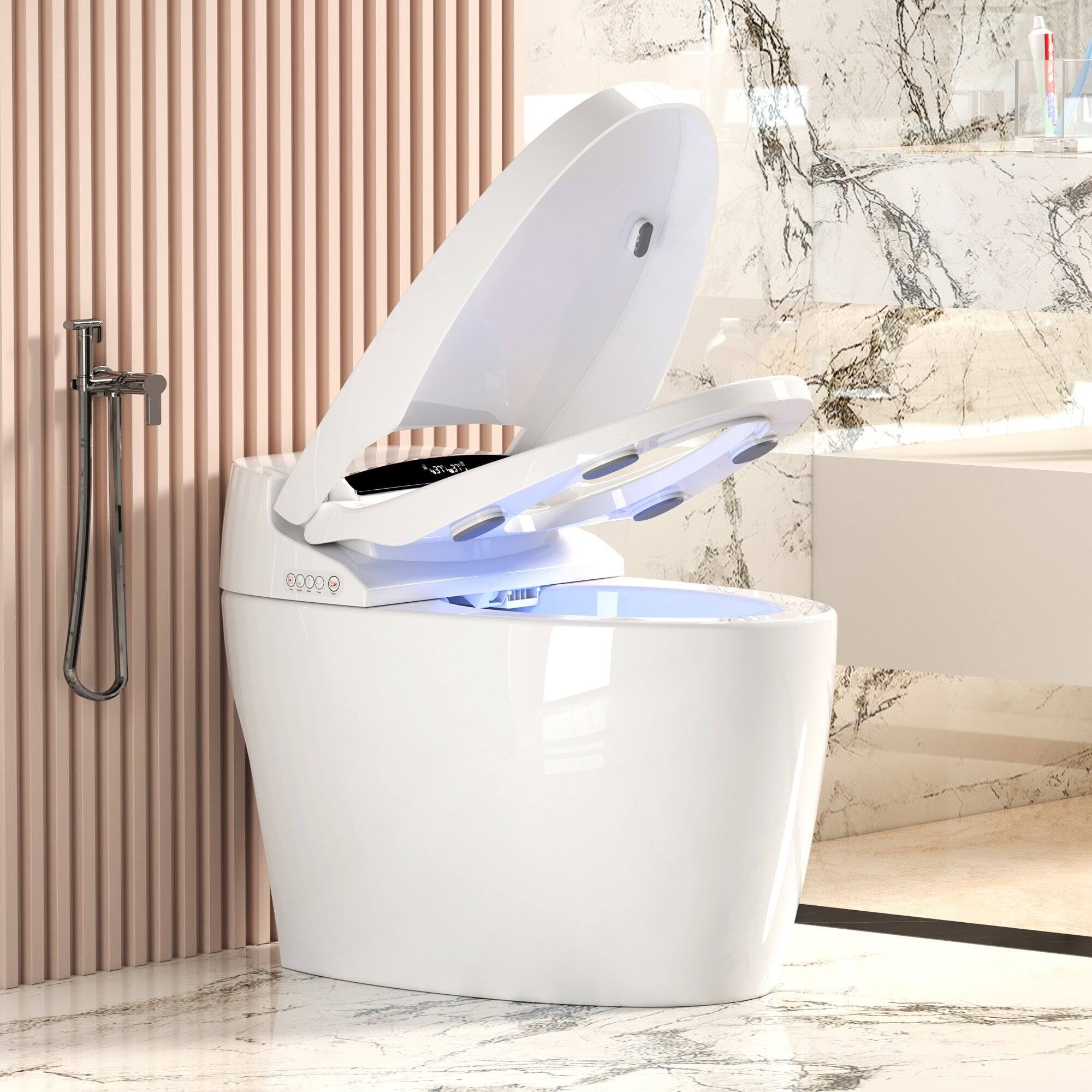 Alt View 1. Boyel Living - Smart Intelligent Toilet Heated Bidet Seat Auto Open Close Warm Water Dryer Portable Bidet Built - White.