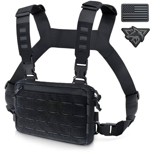 Front. Vulpecula Spade - Tactical Chest Rig Pack for Men, Running Chest Bag with Front Loop Recon Chest Rigs for Hunting Outdoor EDC - Black.