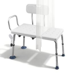 VEVOR - Tub Transfer Bench for Bathtub, 400 lbs Capacity Heavy Duty Shower Chair with Arm, Backrest and Curtain Slot - White