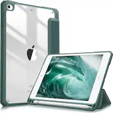 Front. Fintie - Clear Case for iPad mini 5th Generation 7.9 inch/ iPad mini 4 Hybrid Slim Shockproof Cover with Transparent Back Shell - Midnight Green.