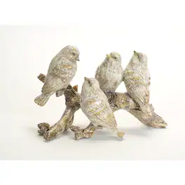 BreeBe - Gold Brushed Birds on a Branch Figurine (Set of 2) - Bronze, Beige
