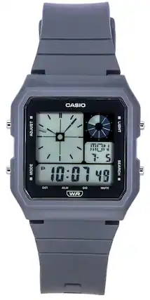 CASIO ADJUST MODE MON 7-5 10:07:48 DST ALM SIG MUTE LIGHT SEARCH WR