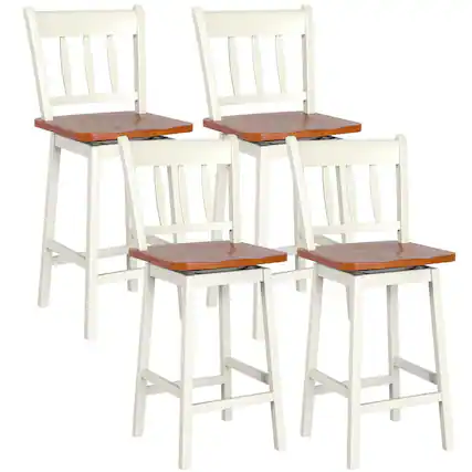 Front. Costway - Costway 4PCS Bar Stool 24.5" Swivel Counter Height Chair w/ Footrest - Cream.