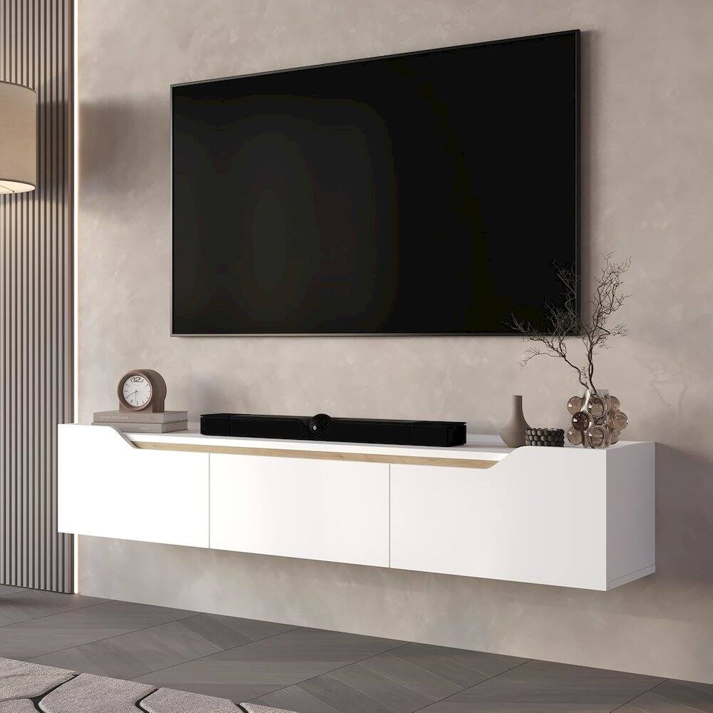 Alt View 1. Atelier Mobili - Floating TV Stand for 75 Inch TVs, Modern Entertainment Center - Brown.