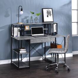 GOODSILO - All-Purpose Writing Desk with Storage Drawer and Open Compartments for Home Office Use - Gray