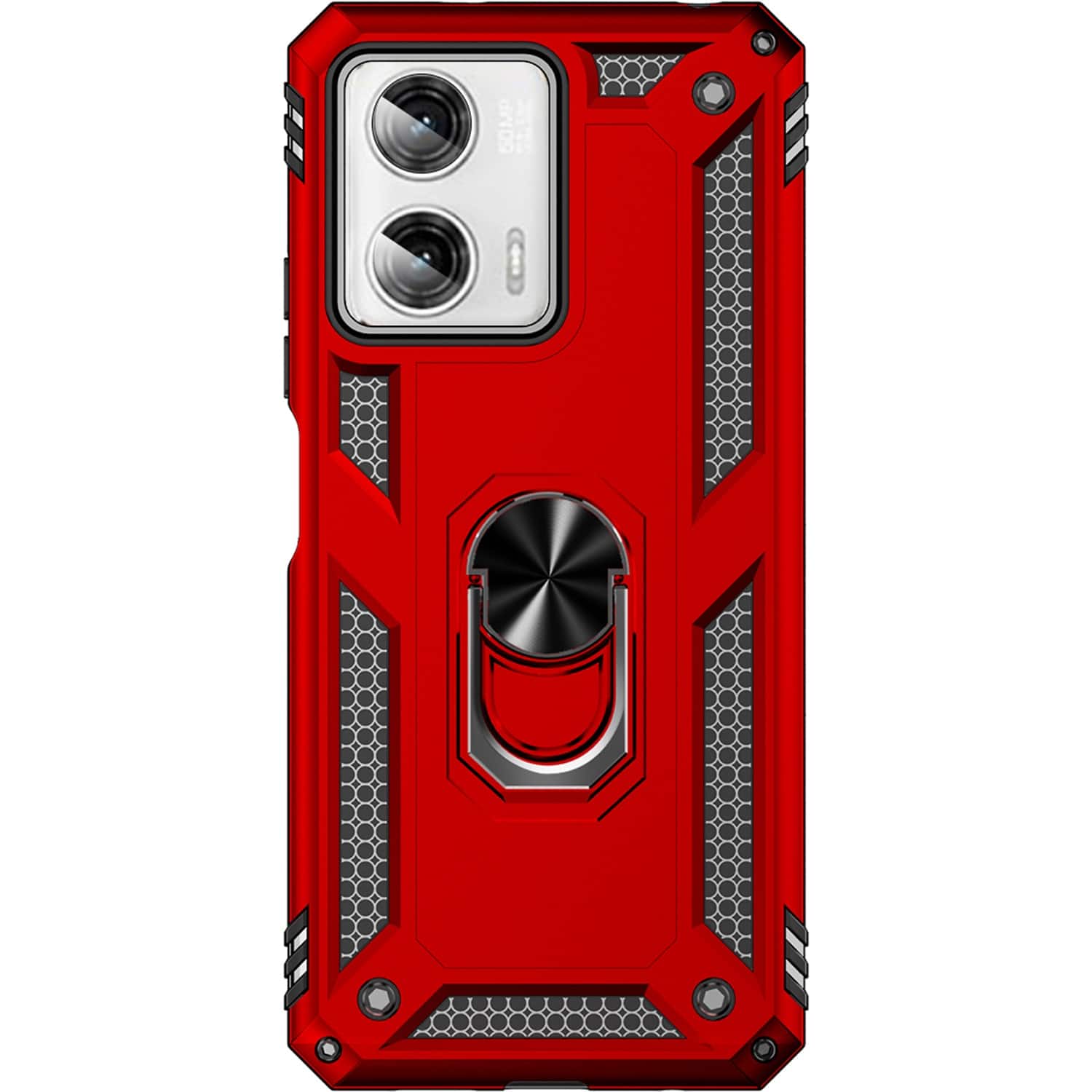 Front. SaharaCase - Military Kickstand Series with Belt Clip Case for Motorola G Power 5G (2023) - Red.